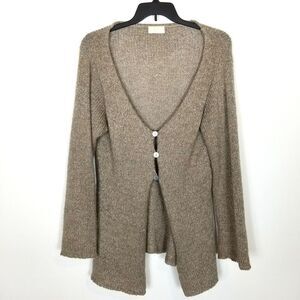 Soft Surroundings Women Mohair Blend Cardigan Sweater Sz M Beige Button Up